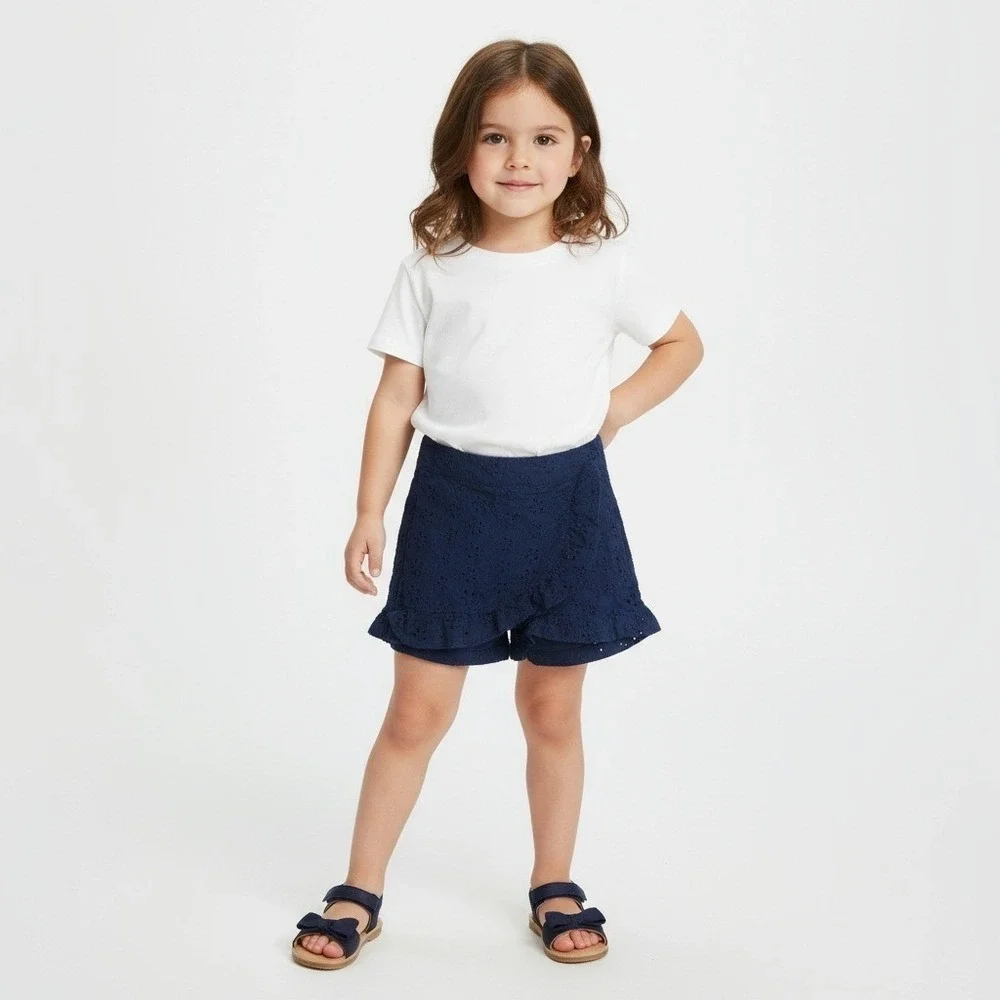 Janie and Jack Navy Eyelet Ruffle Skort Shorts Girls Size 2T